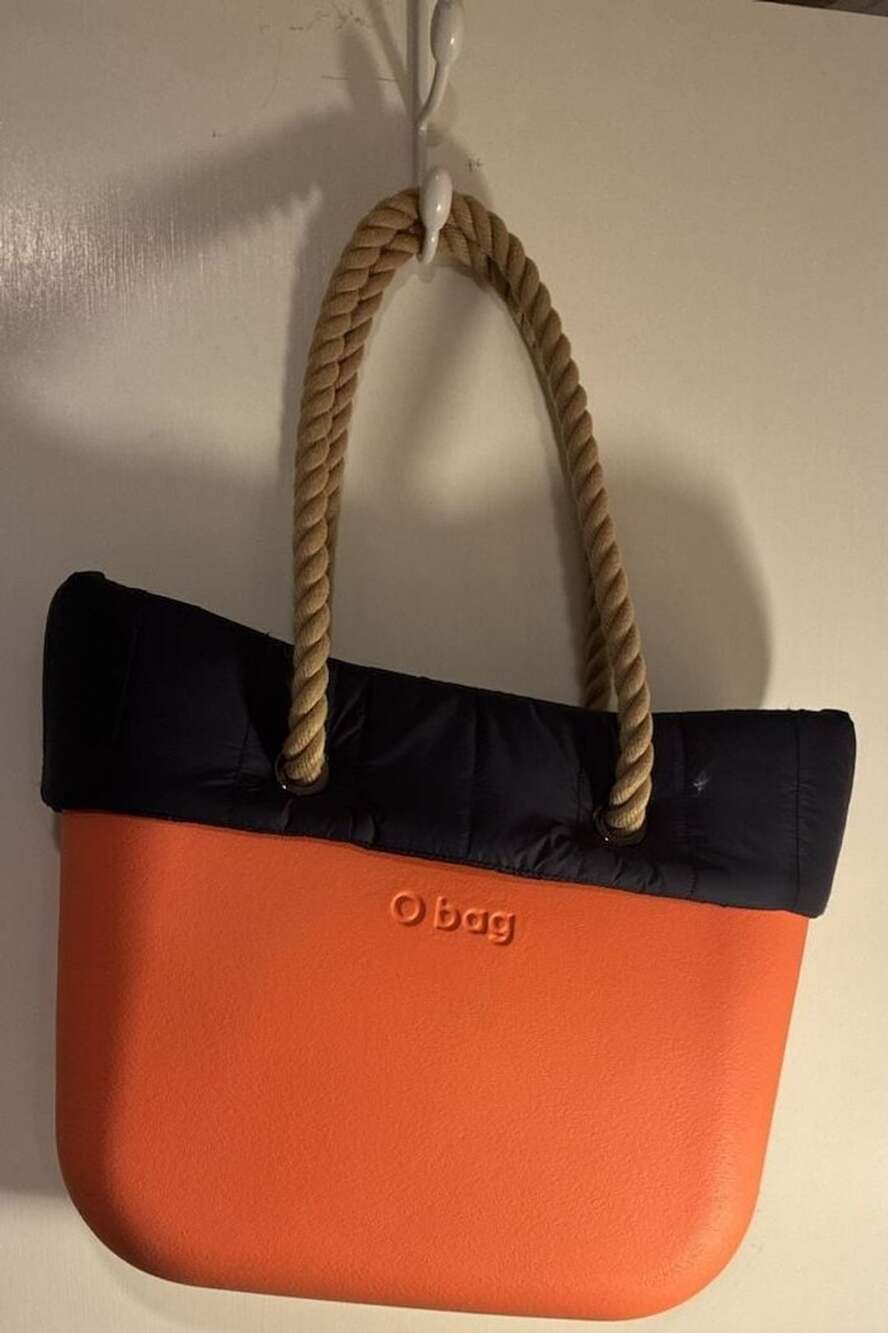 O bag Coral and Navy Blue Silicone Tote with Rope Handles
